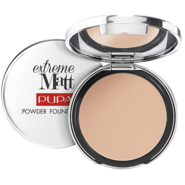 Pupa Extreme Mat Fondotinta Fondotinta Compatto in Polvere Effetti Opaco Naturale -Colore N.020 Light Beige