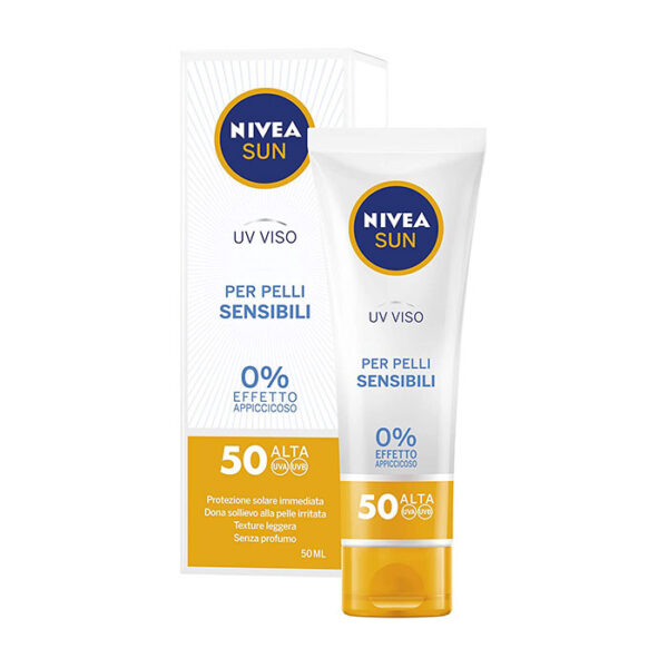 Nivea Sun UV Crema Solare Viso Pelli Sensibili SPF 50+ -50 ml