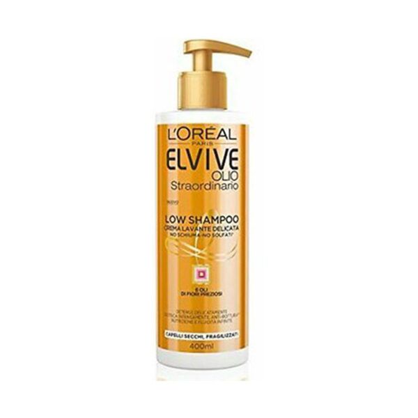 Elvive Shampoo Olio Straordinario Low  Crema Lavante Delicata per Capelli Secchi -400 ml