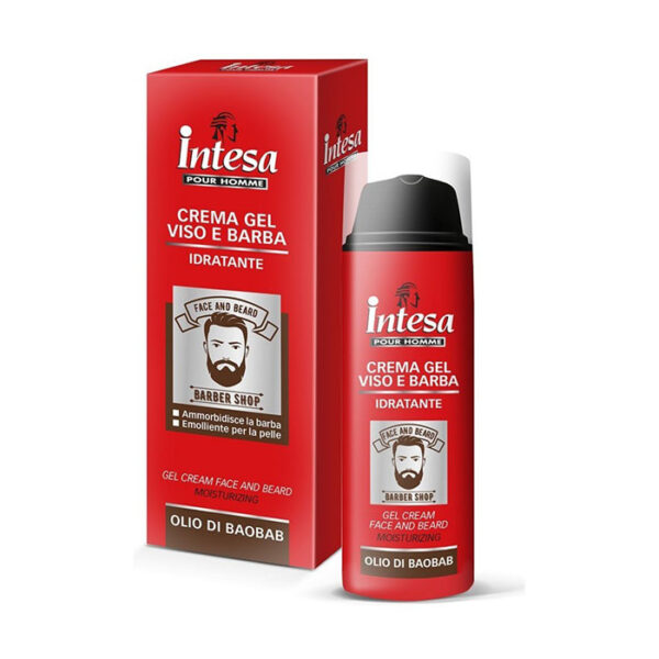 Intesa Face And Beard - Crema Gel Idratante Viso E Barba Con Olio Di Baobab -50 ml