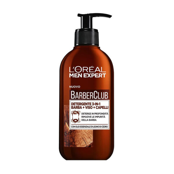 L'Oreal Paris BarberClub Gel Detergente 3 in 1 Barba + Viso + Capelli