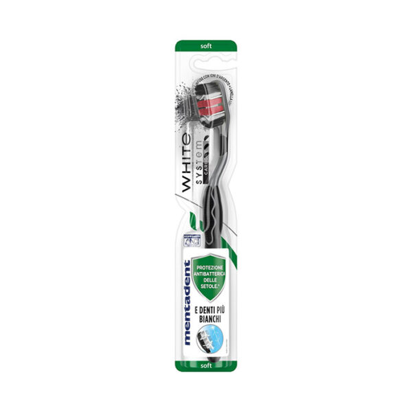 Mentadent Spazzolino White System Carbone Setole con Anti Batterico