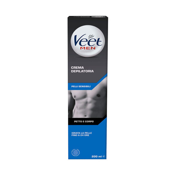 Veet Men Crema Depilatoria per Pelli Sensibili Petto e Corpo -200 ml