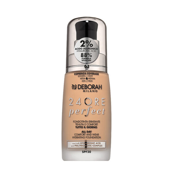 Deborah Fondotinta 24Ore Perfect con Acido Ialuronico -03 Caramel Beige